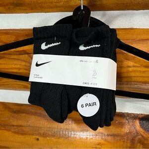 Nike Black and White Crew Socks - 6 Pair